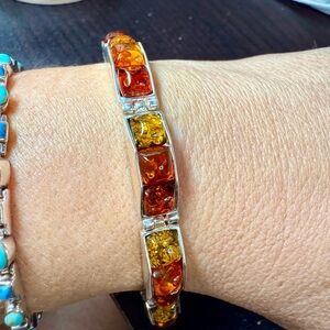 Amber and aterling Silver Bracelet